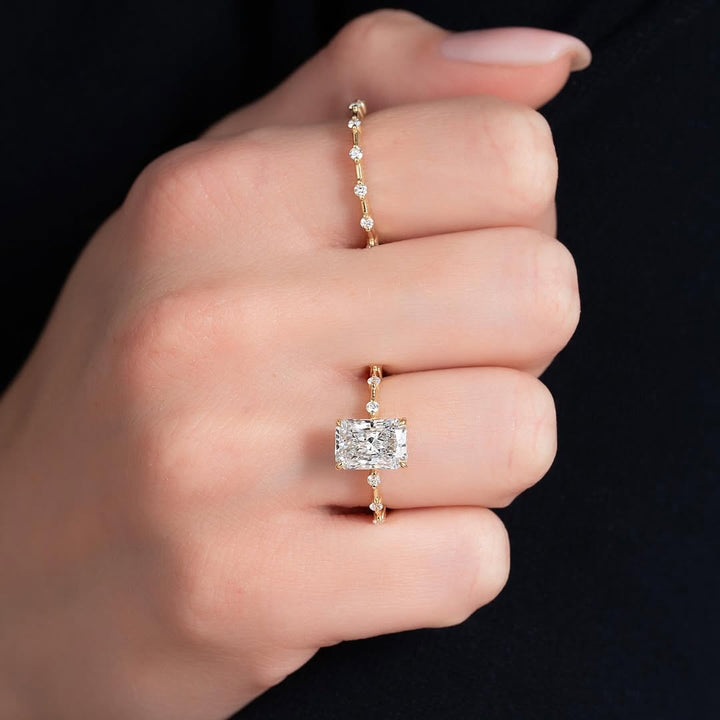 1.0-3.0 CT Radiant Lab Grown Diamond Dainty Setting Engagement Ring