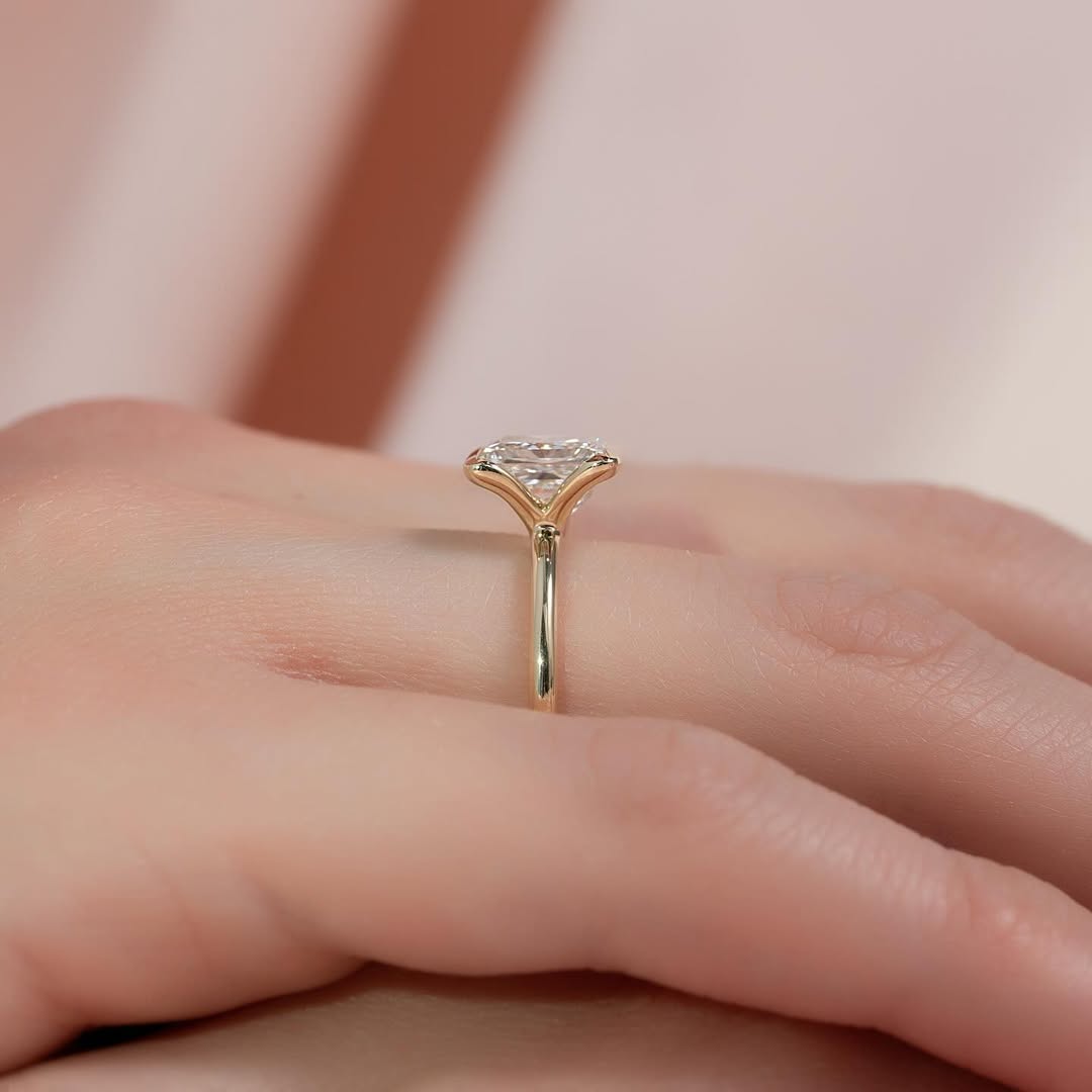 1.0-3.0 CT Princess  Lab Grown Diamond Solitaire Setting Engagement Ring