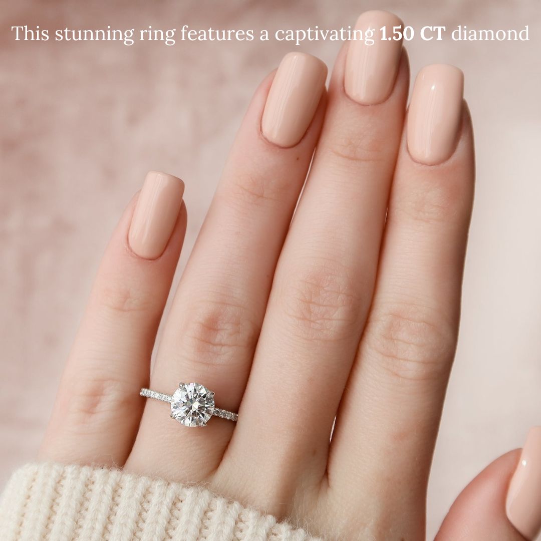 1.50 - 3.50 CT Round  Lab Grown Diamond Hidden Halo Engagement Ring With Pave Setting