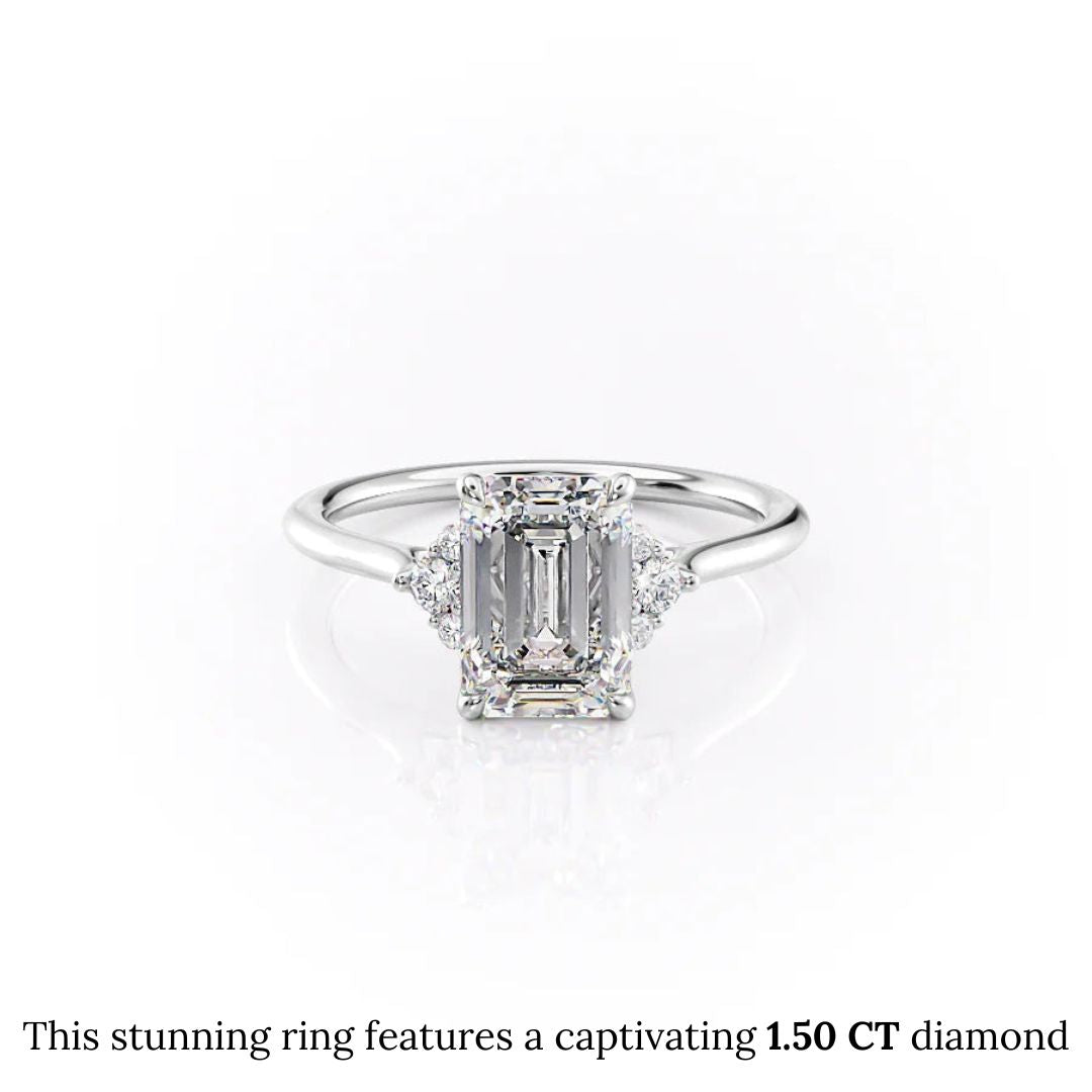 1.50 CT-3.50 CT Emerald  Lab Grown Diamond Cluster Engagement Ring
