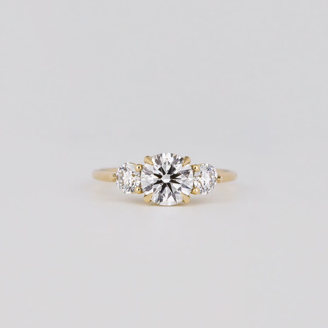 1.21-3.0 CT Round  Lab Grown Diamond Three Stone Engagement ring