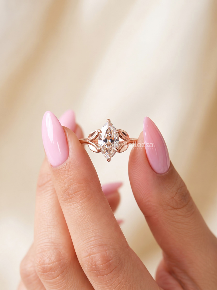 3.50CT Nature Inspired Marquise Lab Grown Diamond Engagement Ring For Women