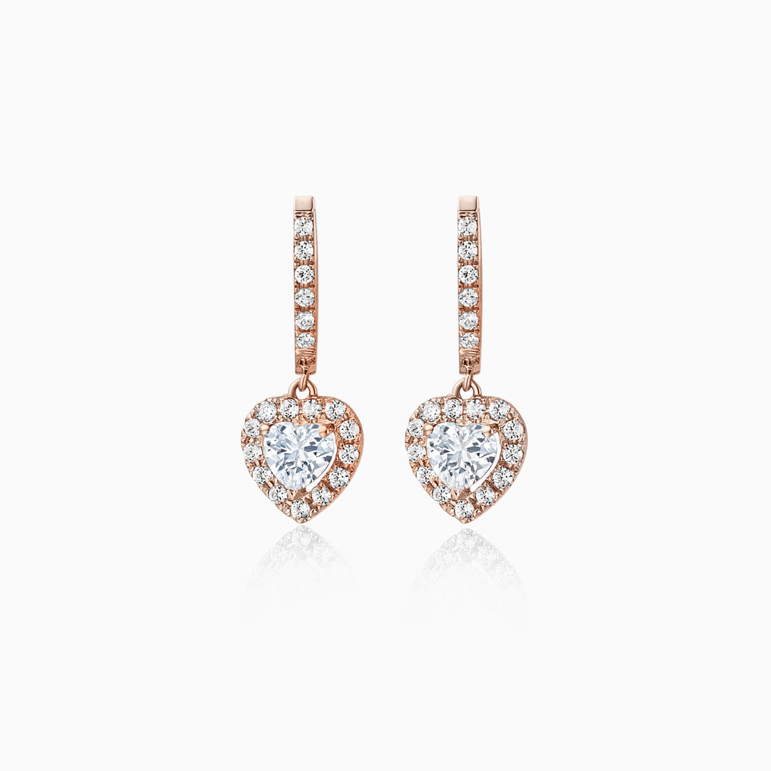 0.6CT heart Cut Halo Moissanite Diamond Earrings For Women