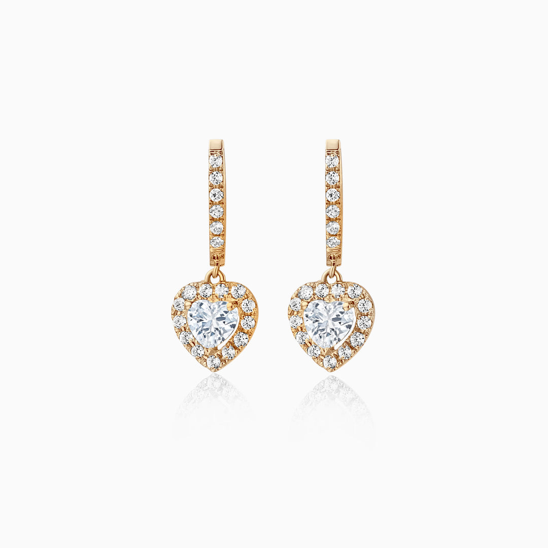 0.6CT heart Cut Halo Moissanite Diamond Earrings For Women