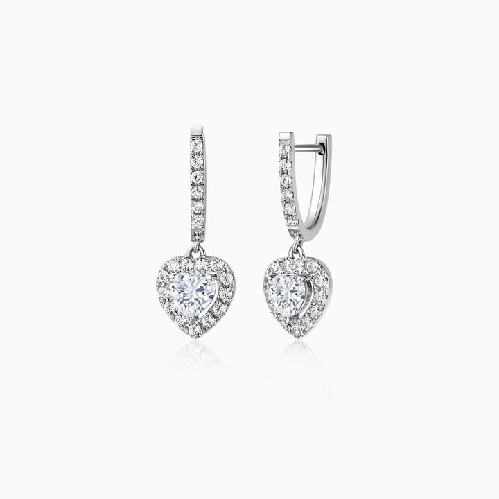 0.6CT heart Cut Halo Moissanite Diamond Earrings For Women