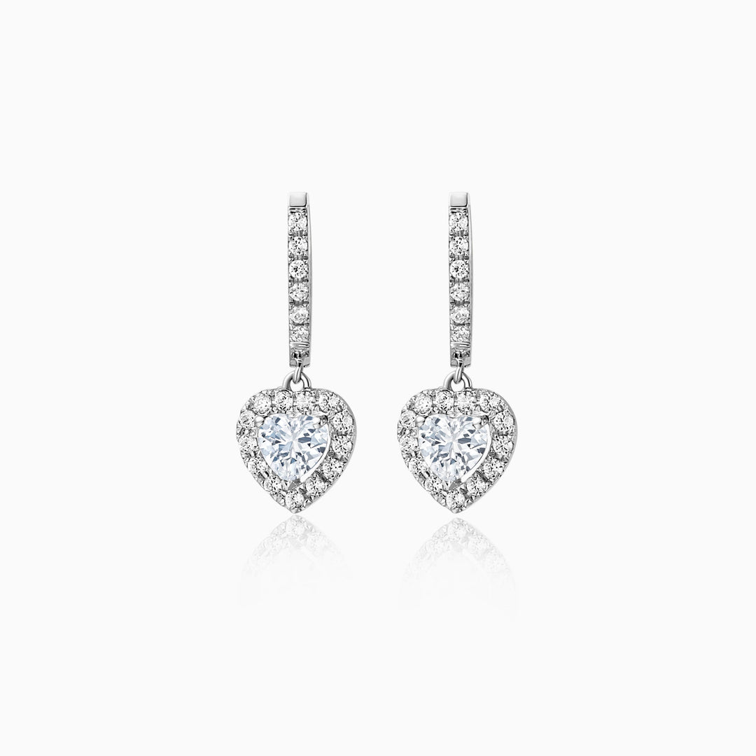 0.6CT heart Cut Halo Moissanite Diamond Earrings For Women
