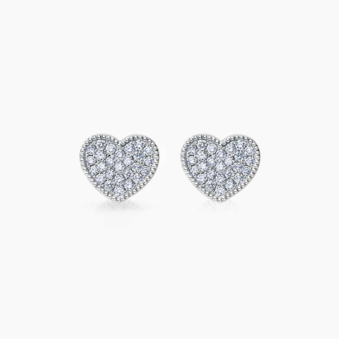 0.21CT Heart Shape Micro Pave Moissanite Stud Diamond Earrings For Women