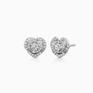 0.1CT Heart Shape Round Cut Halo Moissanite Diamond Earrings For Women