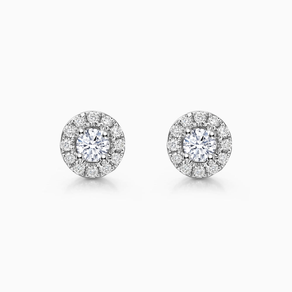 0.4CT Round Cut Halo Moissanite Stud Diamond Earrings For Women