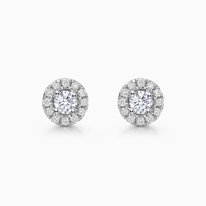 0.4CT Round Cut Halo Moissanite Stud Diamond Earrings For Women