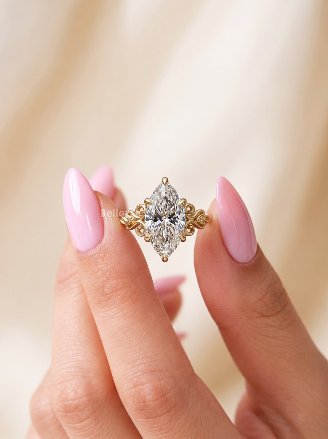 3.0CT Vintage Marquise Lab Grown Diamond Filigree Engagement Ring For Women