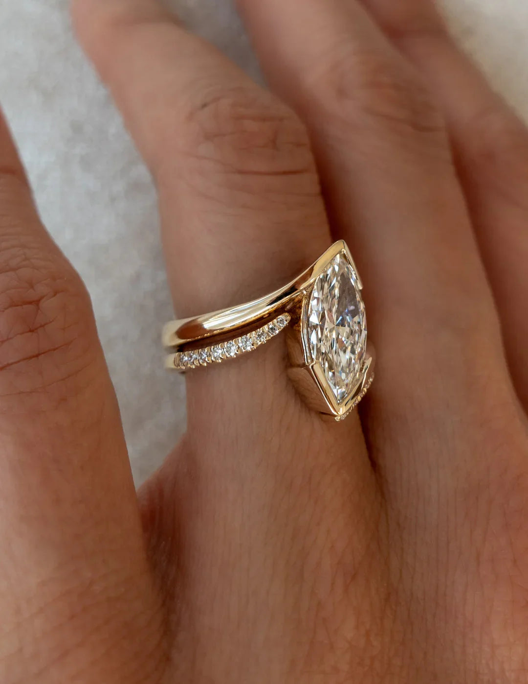 2.0CT Marquise Lab Grown Diamond Unique Bridal Ring Set for Women