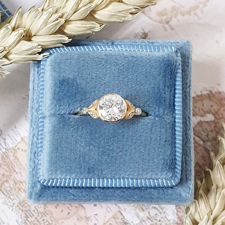 1.0 -3.0 CT Round Cut Bezel Style Lab Grown Diamond Engagement Ring