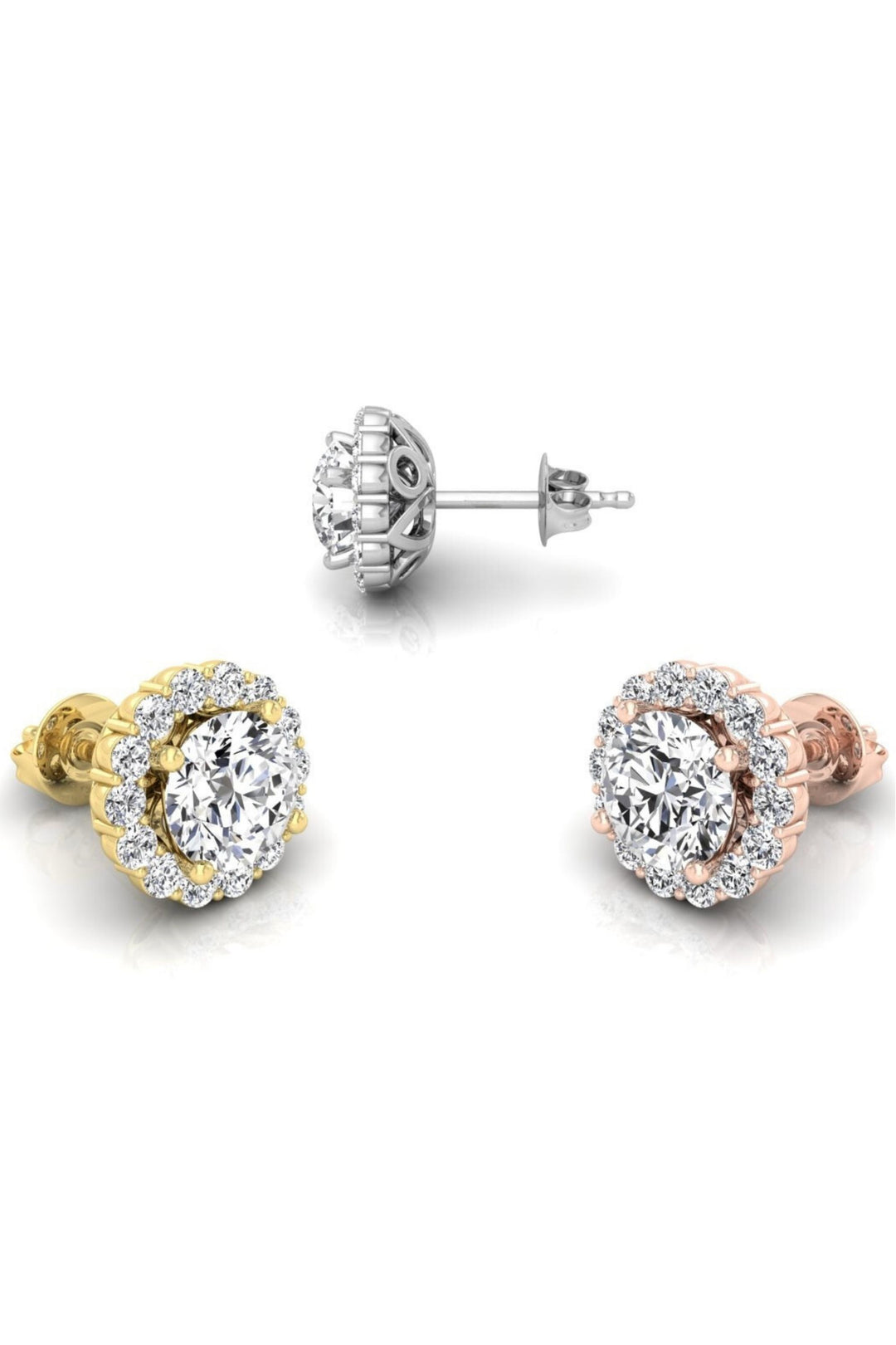 1.0CT Round Cut Halo Moissanite Diamond Earrings For Women