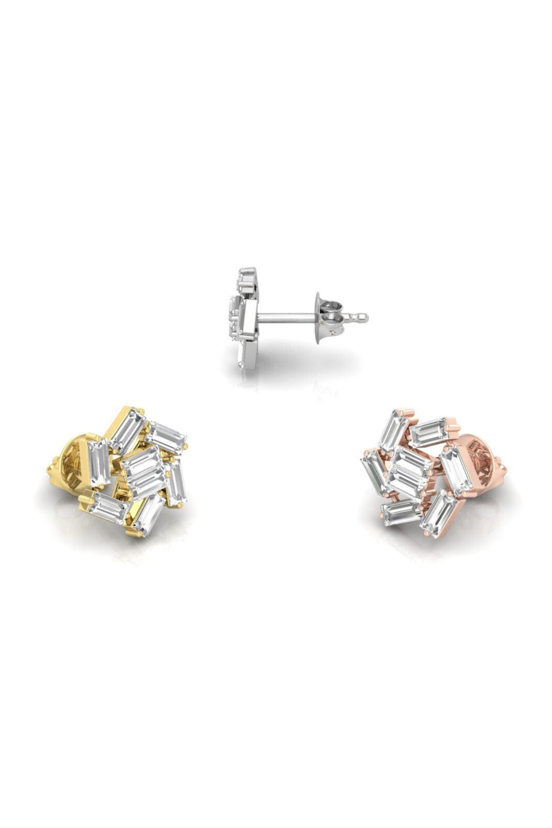 0.65CT Baguette Cut Cluster Moissanite Diamond Earrings For Women