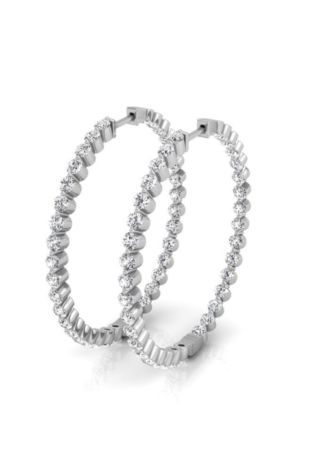 0.95ct Round Cut Hoops Moissanite Diamond Earrings in 18k White Gold