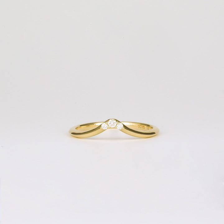 0.04 TCW Round Lab Grown Diamond Curved Wedding Band