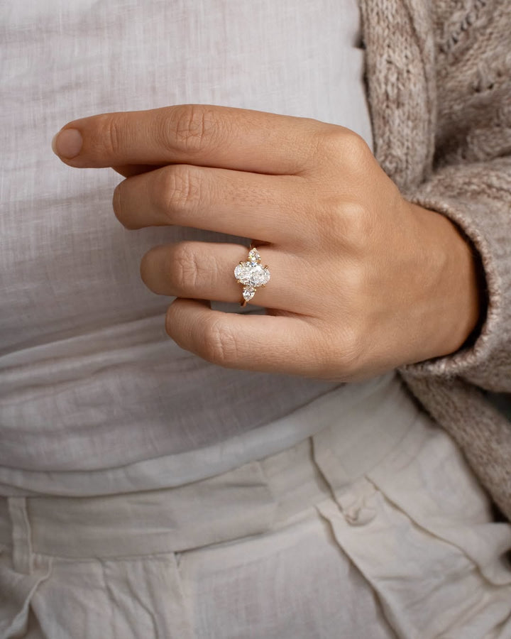 2.0 - 4.0 CT Oval  Lab Grown Diamond Three Stone Style Engagement Ring