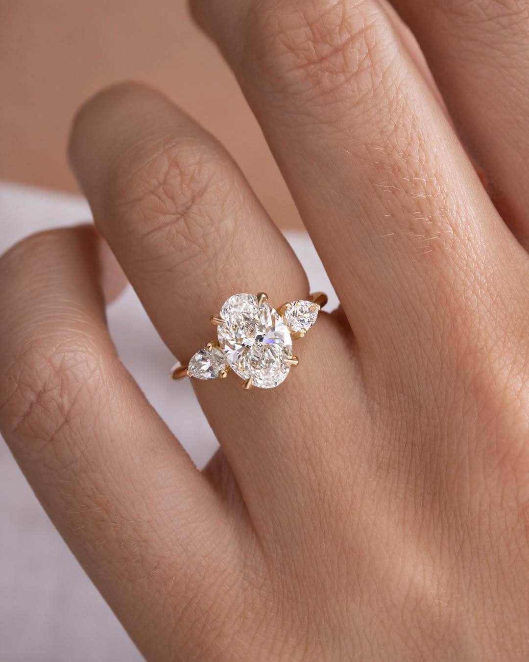 2.0 - 4.0 CT Oval  Lab Grown Diamond Three Stone Style Engagement Ring