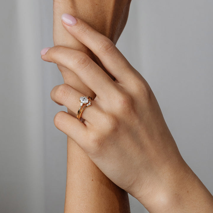 0.04 TCW Round Lab Grown Diamond Curved Wedding Band