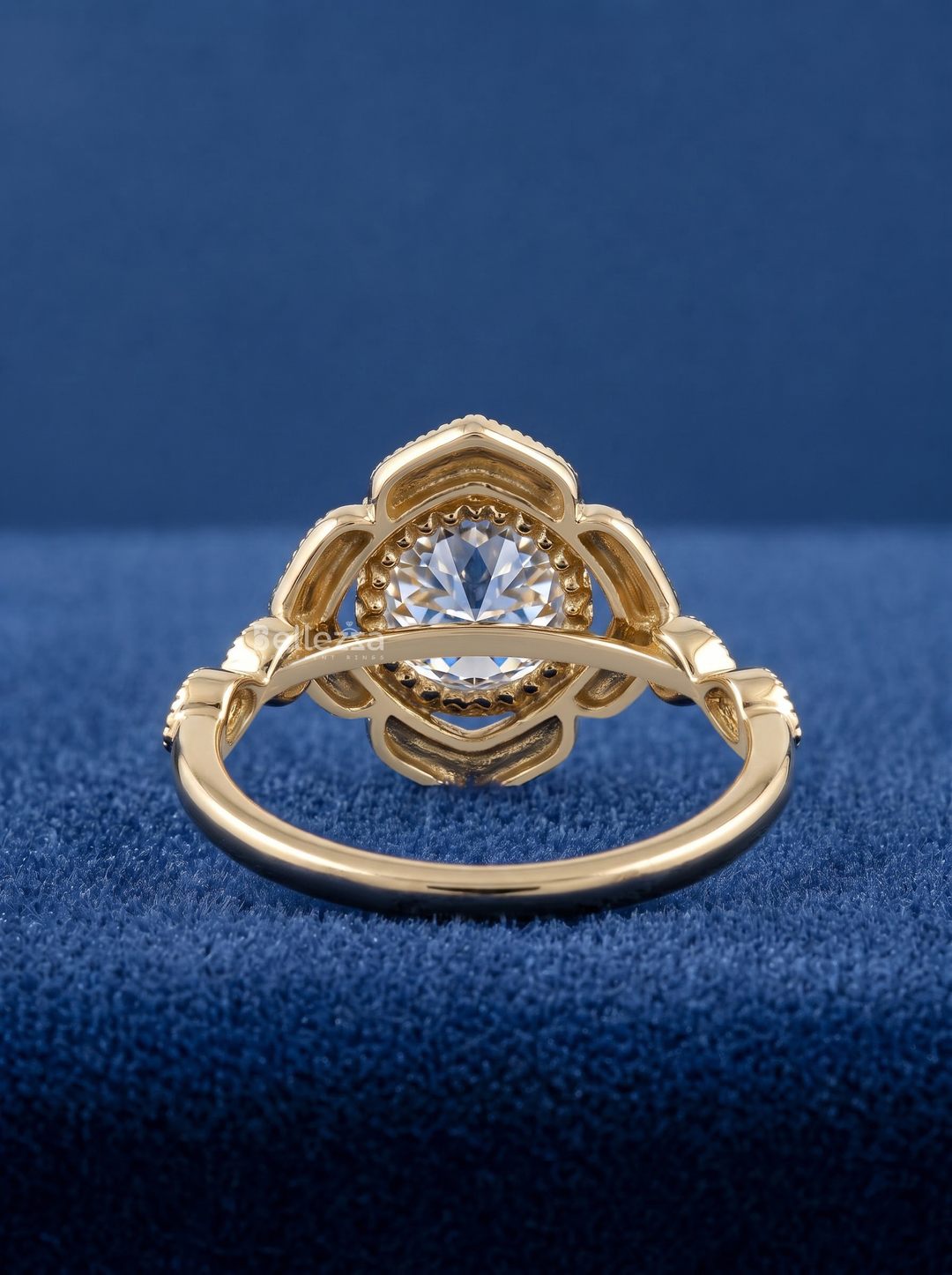 2.0CT Vintage Blue Round Lab Grown Diamond Unique Engagement Ring