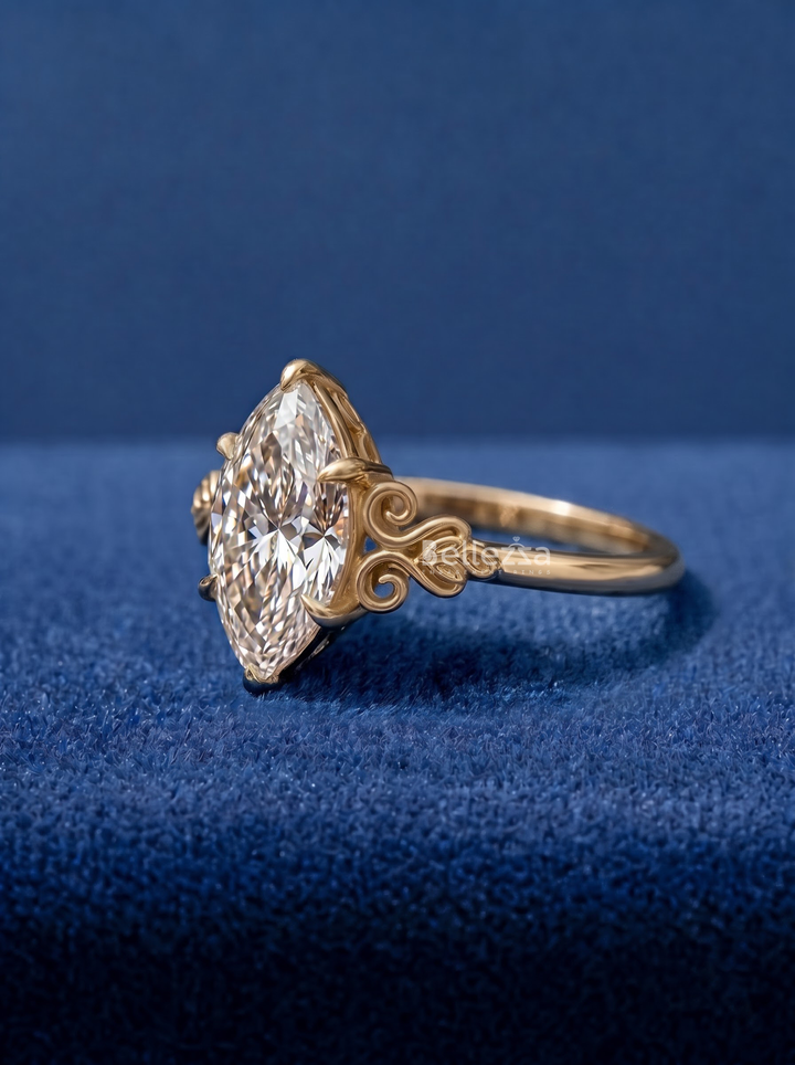 3.0CT Vintage Marquise Lab Grown Diamond Filigree Engagement Ring For Women