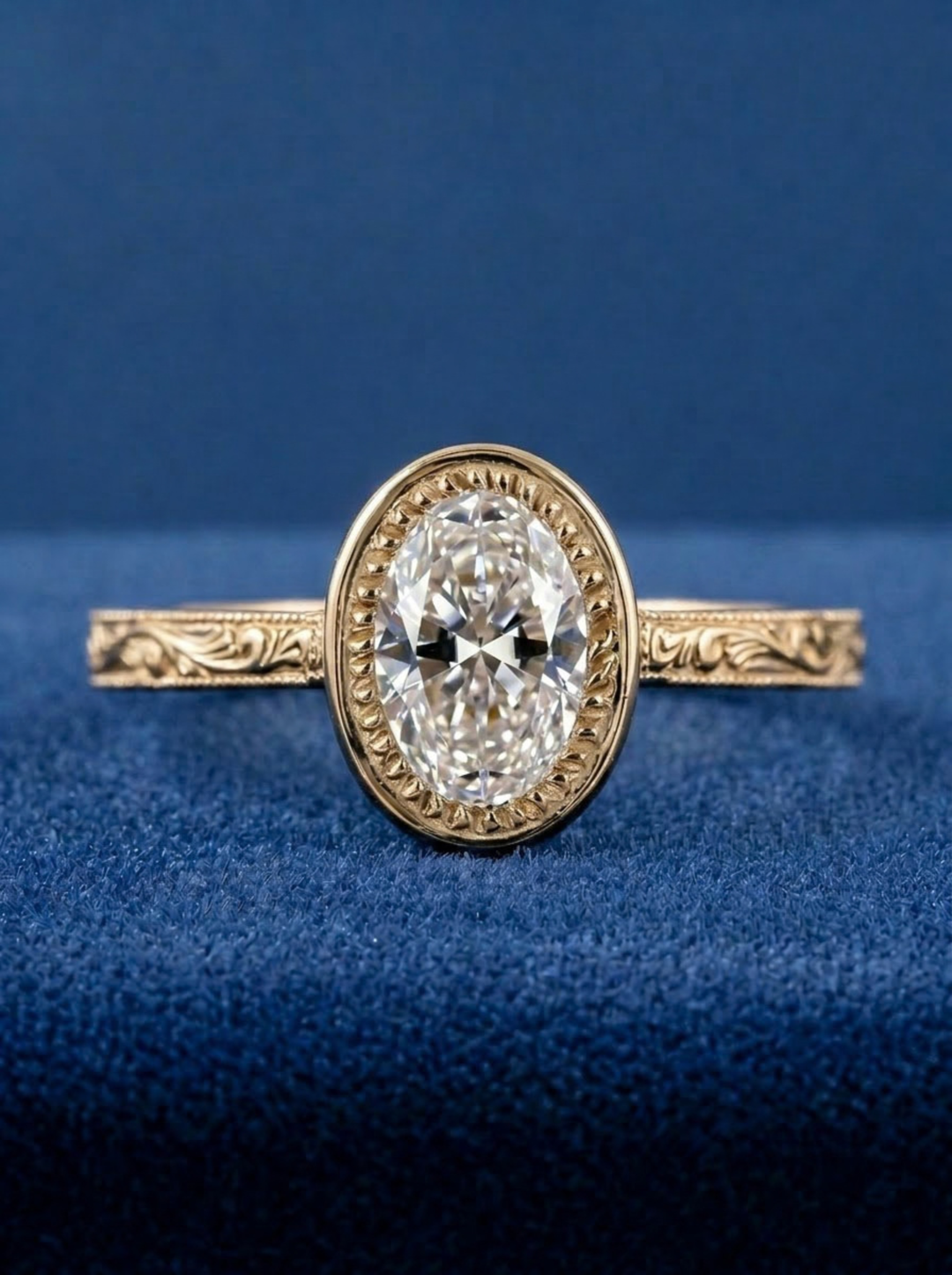 2.00CT Unique Vintage Oval Lab Grown Diamond Engagement Ring