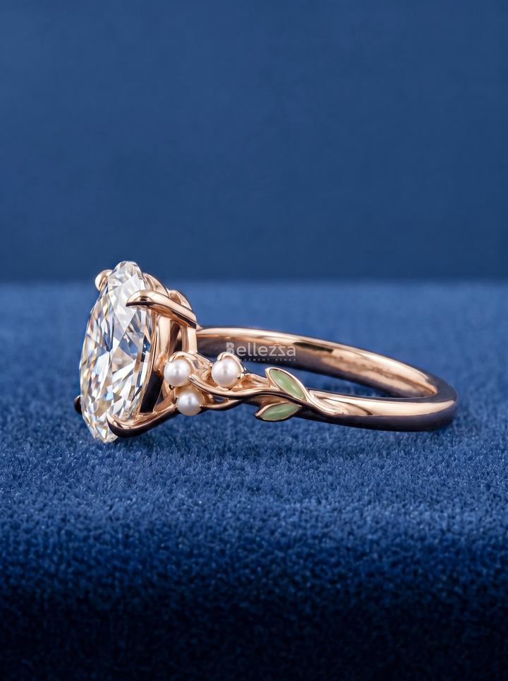3.0CT Nature Inspired Oval Diamond Engagement Ring For Women