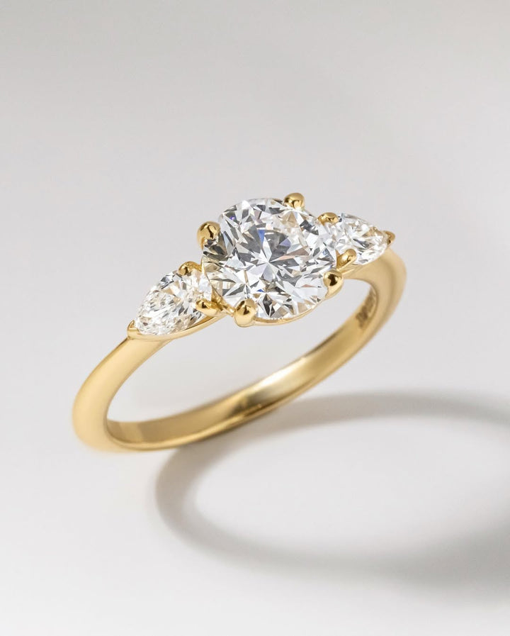 1.0 - 3.0 CT Round  Lab Grown Diamond Three Stone Style Engagement Ring