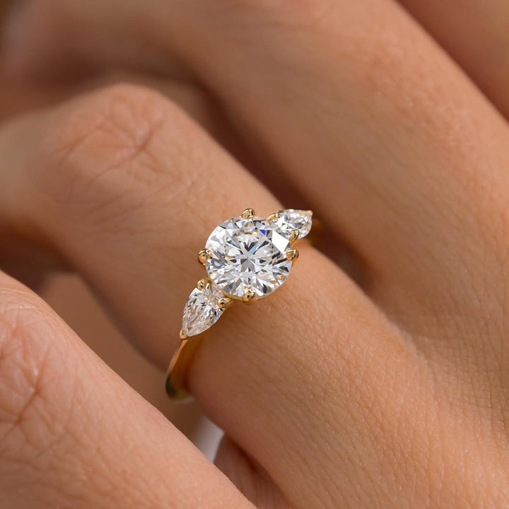 1.0 - 3.0 CT Round  Lab Grown Diamond Three Stone Style Engagement Ring