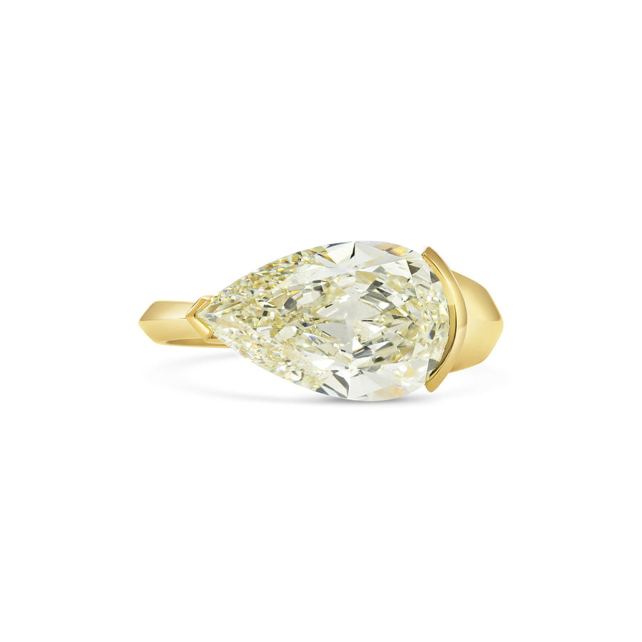 3.0CT Fancy Yellow East-West Pear Diamond Solitaire Lab Grown Engagement Ring