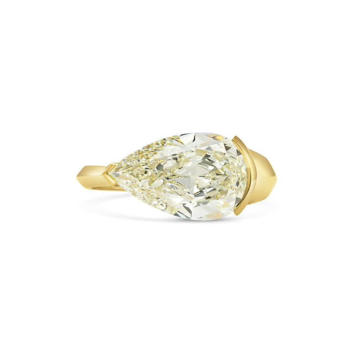 3.0CT Fancy Yellow East-West Pear Diamond Solitaire Lab Grown Engagement Ring