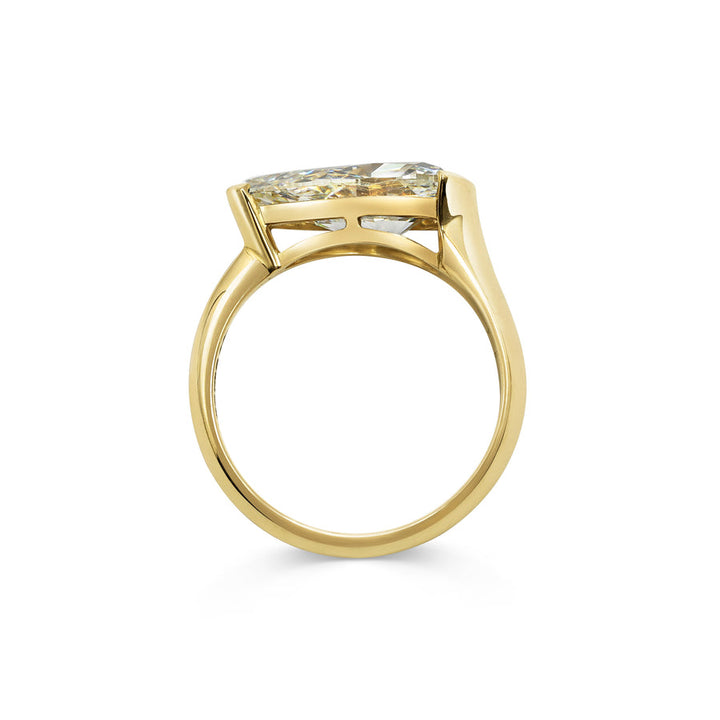 3.0CT Fancy Yellow East-West Pear Diamond Solitaire Lab Grown Engagement Ring