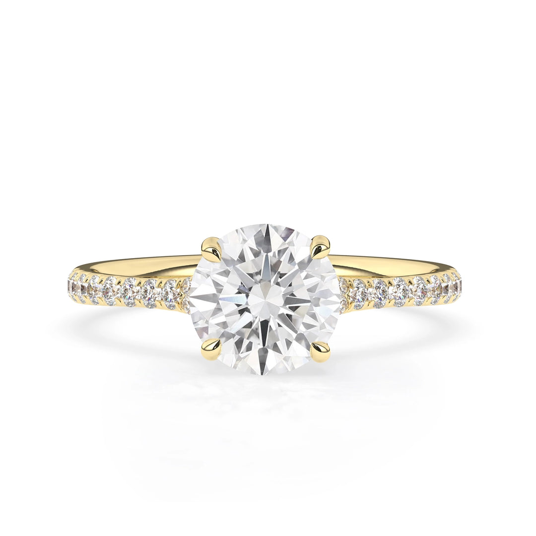 2.0 CT Round Cut Split Shank Pave Setting Moissanite Engagement Ring