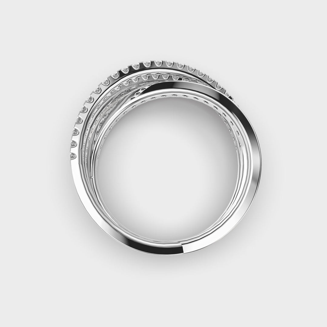 Round Cut Moissanite Colliding Orbit Diamond Ring For Women