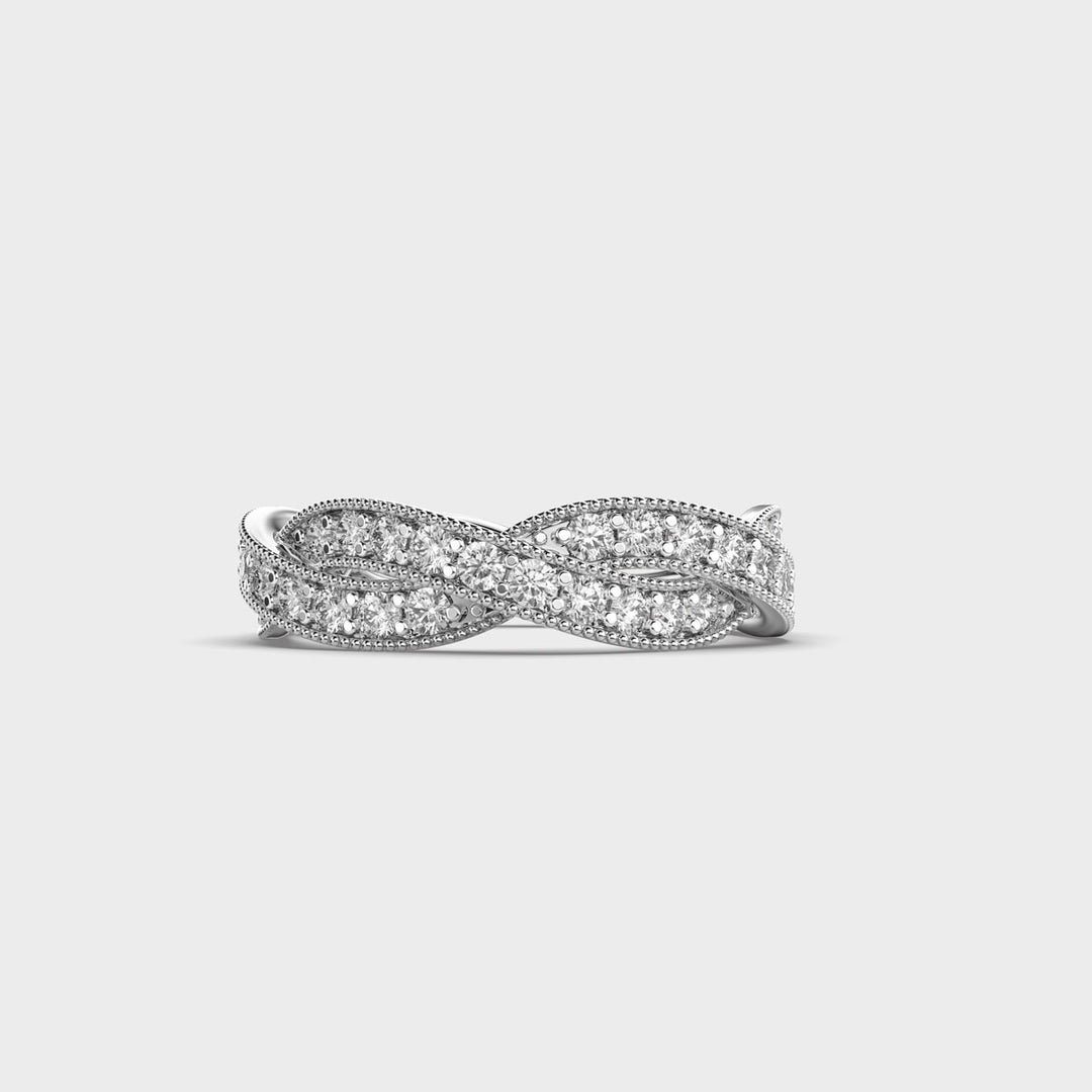 Round Cut Shared Prong Entwining Triumph Diamond Wedding Band For Women