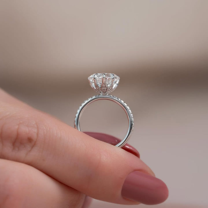1.0-3.0 CT Heart Shape Lab Grown Diamond Pave Setting Engagement Ring