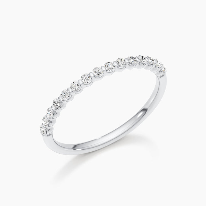 0.3 CT Round Cut Stackable Wedding Band With Half Eternity Style