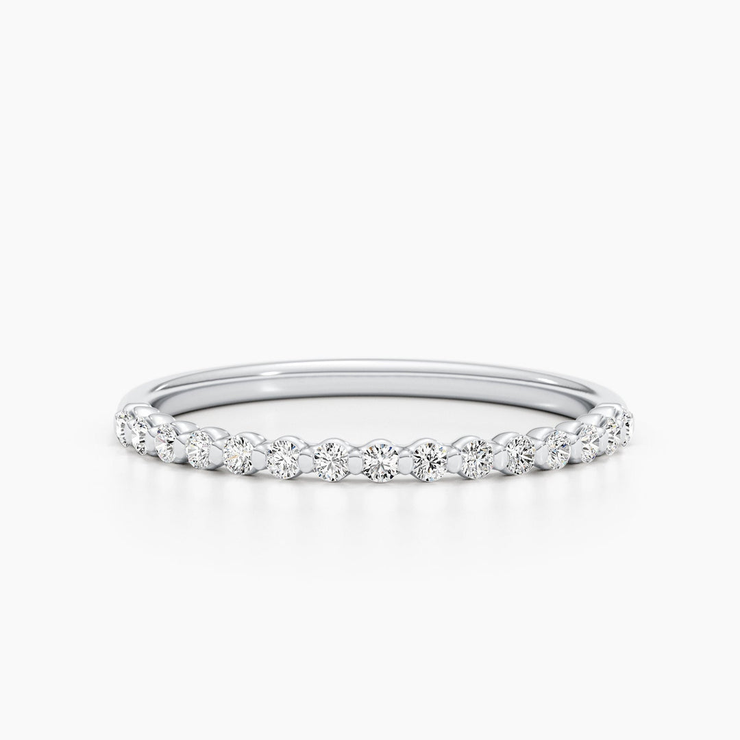 0.3 CT Round Cut Stackable Wedding Band With Half Eternity Style