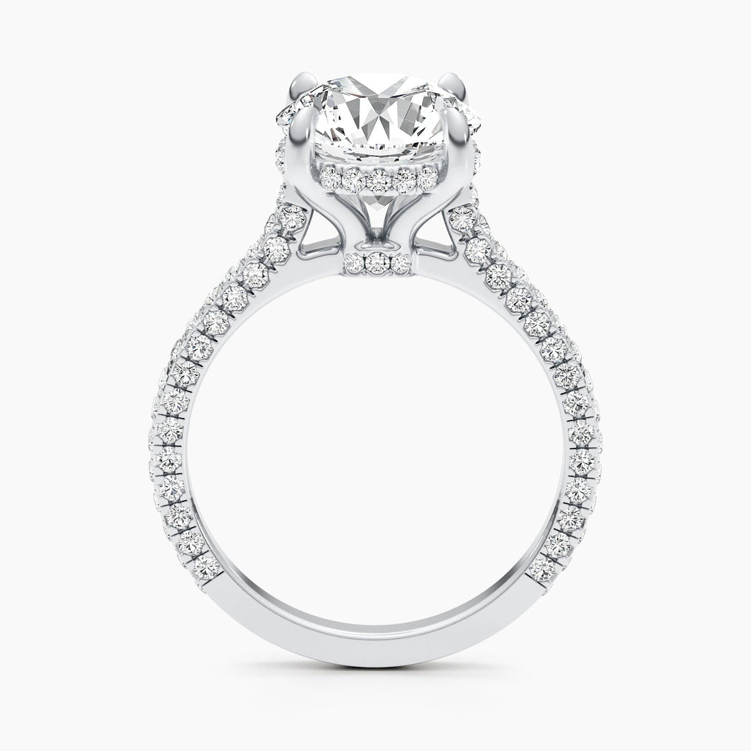 1.50-3.50 CT Round Hidden Halo & Pave Diamond Engagement Ring