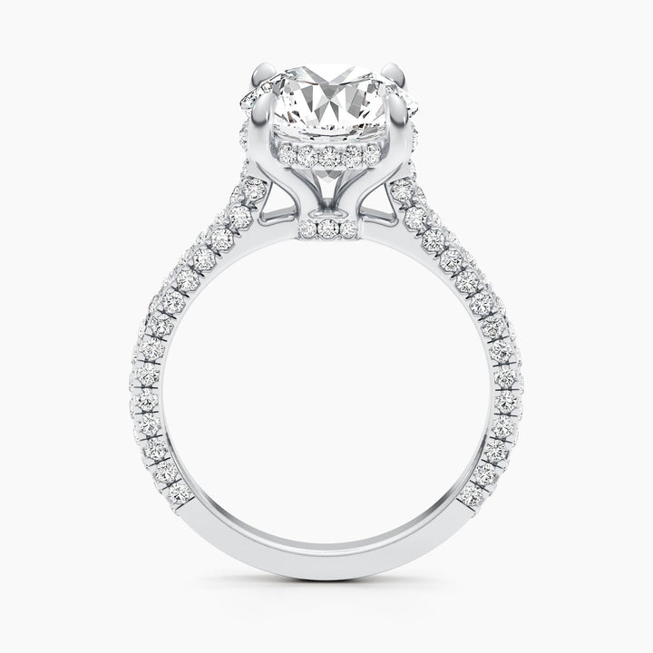 1.50-3.50 CT Round Hidden Halo & Pave Diamond Engagement Ring