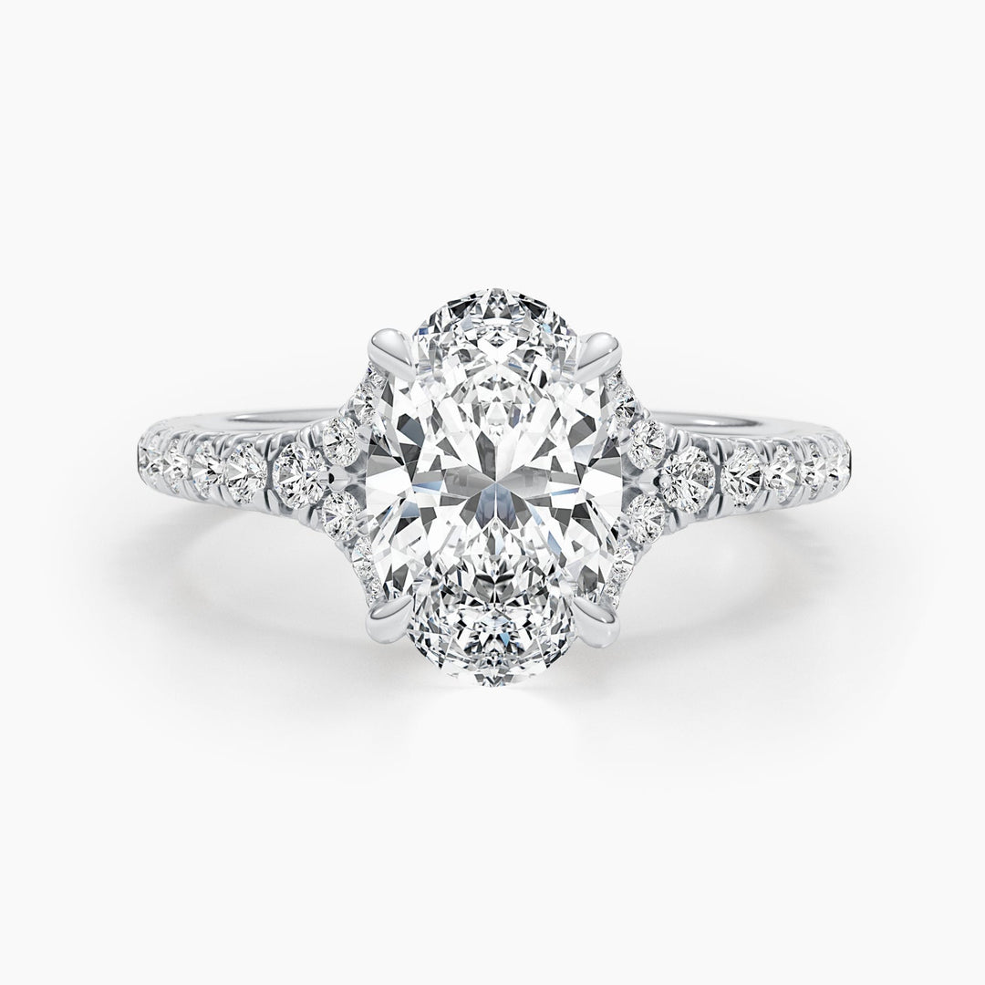 1.50-3.50 CT Oval Pave Diamond Engagement Ring