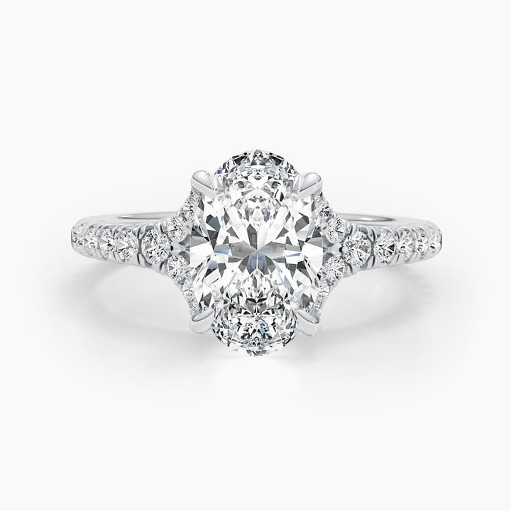 1.50-3.50 CT Oval Pave Diamond Engagement Ring