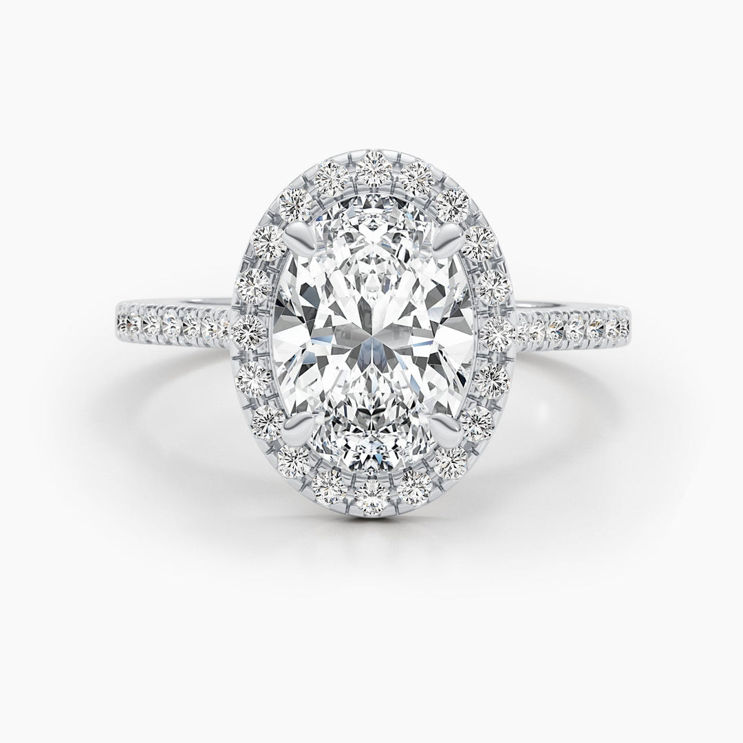 1.50-3.50 CT Oval Halo & Pave Diamond Engagement Ring