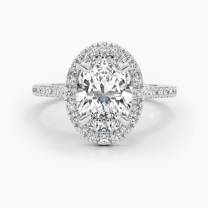 1.50-3.50 CT Oval Halo & Pave Diamond Engagement Ring