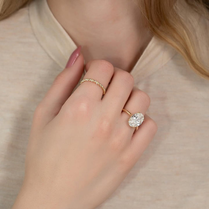2.0-4.0 CT Oval  Lab Grown Diamond Hidden Halo Setting Engagement Ring