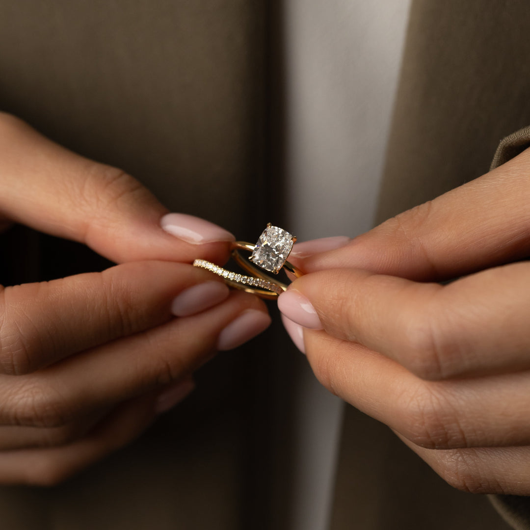 1.0 -3.0 CT cushion  Lab Grown Diamond Solitaire Engagement ring
