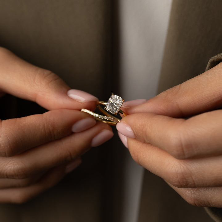 1.0 -3.0 CT cushion  Lab Grown Diamond Solitaire Engagement ring