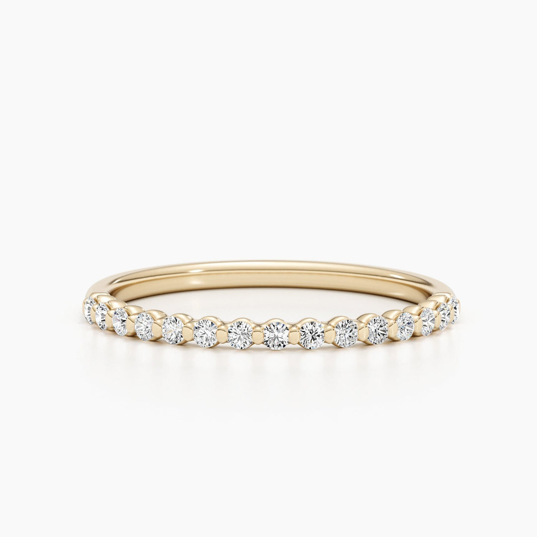 0.3 CT Round Cut Stackable Wedding Band With Half Eternity Style