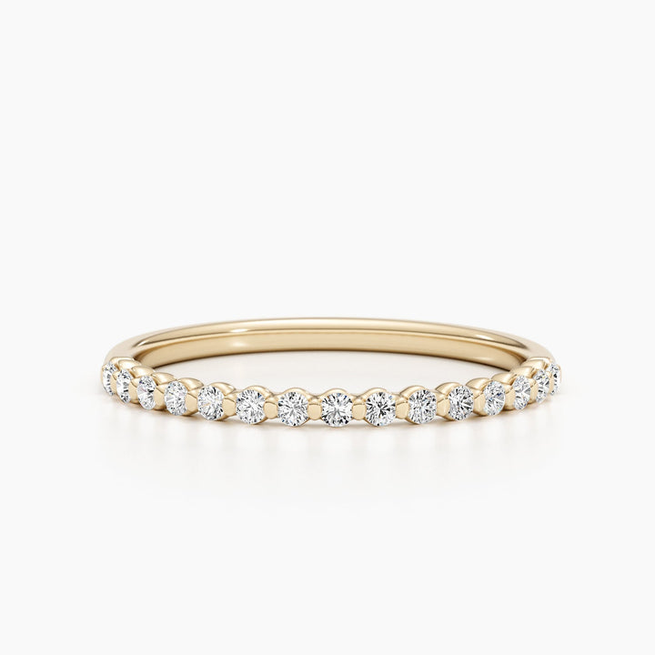 0.3 CT Round Cut Stackable Wedding Band With Half Eternity Style